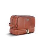 Hammonds Flycatcher 11 Cms Genuine Leather Toiletry Bag For Men, Tan Dopp Kit, Travel Accessory- Toiletry Kit, Large Shaving Kit Bag, Grooming Kit Organizer, Hand Stitched Vanity Case
