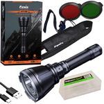 EdisonBright Fenix HT18R 2800 Lumen LED Hunting Flashlight, USB-C Rechargeable 1203 Yards Long Throw with Red, Green Filter Battery case Bundle