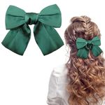 Bow Hair Clip, Duckbill Clip Hair Bows for Women Big Bowknot Hairpin French Hair Clips with Ribbon Solid Color Hair Barrette Clips Soft Satin Silky Hair Bows for Women Girls(dark green-1pc)