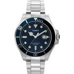 TIMEX Men Stainless Steel Blue Analog Dial Watch- Tw2U41900Uj, Band Color-Silver