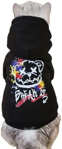 QWINEE Cartoon Bear Print Cat Hoodie Breathable Stretchy Sweatshirts with Hat Warm Cat Clothes for Small Medium Large Cats Dogs Multicolor L