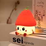 ipalmay Strawberry Night Light, Cute Fruit Night Lamp for Kids Bedroom USB Rechargeable Lamps 2 Brightness Levels, Nursery Bedside Delay-Off Nightlight for Baby Toddler Boys Girls Birthday Christmas