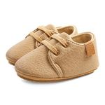 LACOFIA Baby Boys Lace-up Oxford Sneakers Infant Anti-Slip First Walking Shoes Khaki 3-6 Months