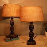 Homesake® Signature Rustic Table Lamp Set of 2, Farmhouse Living Room Bedroom House Bedside Nightstand Home Office Reading Light, (Trophy Antique Jute)