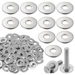 Flat Washers, 100 Pcs Fender Washers, 1/4" Stainless Steel Fender Washers for Bolts, Screws (1/4" ID x 5/8" OD)