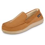 isotoner Men's Liam Microsuede Moccasin Slipper with Memory Foam, Microterry Lining, Versatile Sole, Cognac, XX-Large