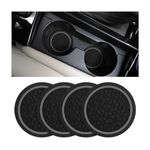 XINLIYA 4PCS Car Cup Holder Coasters, Dustproof Automotive Interior Accessories Mat, Non-Slip Insert Water Bottle Holder Pads, 2.75 Inch Universal for Vehicles, Trucks, RVs and More（Black/Gray）