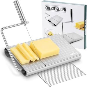 Cheese Slicer, Stainless Steel Adjustable Thickness Block Cheese Cutter Slicer Board with 16 Replacement Wires