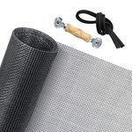 Senneny 48" x 117" Adjustable Window Screens with Rolling Tool and Screen Retainer Spline, DIY Custom Fiberglass Screen Mesh, Anti Mosquito Bug Insect Screen for Windows Doors and Patio Screens, Gray