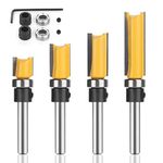 UTRUSTTO Pattern Flush Trim Router Bits 1/4 Inch Shank, Bottom Bearing Flush Trim Router bit Set, Cutting Diameter: 1/2", Cutting Height Respectively 25/64”, 3/4”, 1”, 1-1/2”.