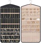 BAGSMART Hanging Jewelry Organizer with Hanger Metal Hooks Double-Sided Jewelry Holder for Organizing Earrings Necklaces Rings Perfect for in Hanging Closet, Wall, Door, 1 Piece, XL, Black