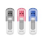 Lexar JumpDrive V100 32GB USB 3.0 Flash Drive, 3-Pack Gray, Pink, Blue (LJDV100032G-B3NNU)