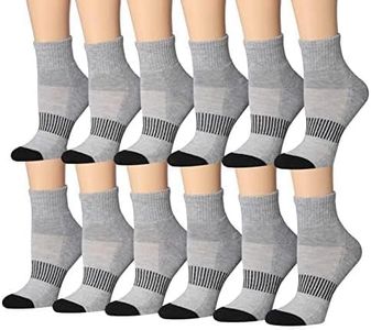 Tipi Toe Women's 12-Pairs Running & Athletic Sports Performance Gradient Grays Bold Black Accents Ankle/Quarter Socks, WQ10-T1
