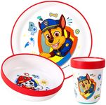 Paw Patrol 3pcs Reusable Bicolor Premium Kids Dinner Tableware Set Plate, Bowl & Tumbler, BPA Free