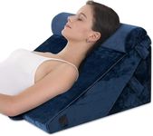 Grin Health Orthopedic Bed Wedge Pillow with Head Rest Adjustable Wedge Cushion for Sleeping, Acid Reflux, Heartburn, GERD, Leg Support Pillow, Back Support, Pregnancy Pillow (Navy)