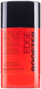 Style Factor EDGE BOOSTER Hair Stick Pomade with Beeswax | Strong Hold Slick Stick for Flyaways, Edges & Baby Hair | Lightweight Hair Wax Stick for Sleek Buns & Ponytails | Raspberry | 1.76oz