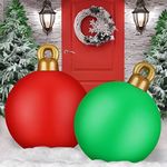 2 Pieces 32 inch Giant PVC Inflatable Christmas in July Decorated Ball Ornaments Outdoor Large Xmas Blow Ball Decorations for Christmas in July Themed Party Ornaments