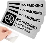 No Smoking Signs, 4 Pieces No Smoking Signs for Home Business Stainless Steel No Smoking Stickers Self-Adhesive No Vaping Signs Metal No Ciga Warning Signage for Home Hotels Office Public Restrooms