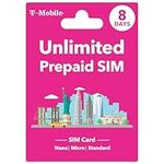 T Mobile Prepaid SIM Card USA - Unlimited Data in 4G/LTE and Talk in The USA for 8 Days, giffgiss Prepaid SIM Card USA Supported Hotspot, Triple Cut 3 in 1 SIM Card - Standard Micro Nano