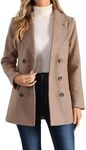 Allegra K Women's Notched Lapel Double Breasted Long Sleeves Winter Coat Khaki Medium