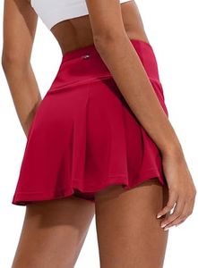 Soothfeel Pleated Tennis Skirt for Women with Pockets Women's High Waisted Athletic Golf Skorts Skirts for Workout Running Red, 2XL