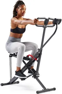 Sunny Health & Fitness Smart Upright Row-N-Ride Exerciser, Squat Assist Trainer for Glutes Workout with Adjustable Resistance, Easy Setup & Foldable, Glute & Leg Exercise Machine- NO. 077SMART