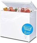 SMETA Chest Deep Freezer 7.0 Cu. Ft with Removable Baskets Thermostat Control Outdoor Large Freezers Freezing Machine Garage Ready for Apartments, Condo, Office, RV, Cabin, Kitchen, Bedroom，White