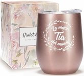 VIOLET & GALE Tia Gifts From Niece 12oz Tumbler Cup Wine Glass Best Tia Ever Gifts Regalos Para Tía de Sobrina Aunt Gifts in Spanish Taza Coffee Mug