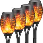 Solar Lights Outdoor Garden, 4 Pack Flickering Dancing Flame Torch Lights & IP67 Waterproof LED Lights for Patio Pathway Yard Decoration