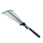 GTC® Gardening Tools Leaf Rake Garbage Clean up Swatch Bharath Tool Adjustable Steel rake with 15 Teeth~(SL-205) 98.2x30x4 CM