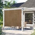 Amagenix Outdoor Roller Shades 8'(W) x 6'(H), Coffee Brown Exterior Cordless Patio Shades Roll up Outdoor Blinds for Porch Gazebo, Spliced of Two Sections