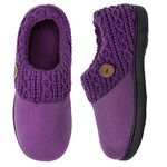 EverFoams Women's Microsuede Slippers Warm Comfy Memory Foam Indoor House Shoes with Knit Collar 4.5 UK Purple