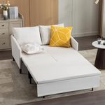 XSPRACER Convertible Sleeper Sofa Bed Chair 3 in 1, Sleeper Sofa Couch with Pullout Bed, Loveseat Sofa Bed with Storage, for Living Room, RV, Bedroom, Balcony, Linen, White