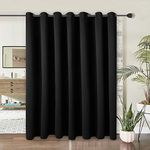 WONTEX Room Divider Curtain - Privacy Blackout Curtains for Bedroom Partition, Living Room and Shared Office, Thermal Insulated Grommet Curtain Panel for Sliding Door, 8.3ft Wide x 7ft Long, Black