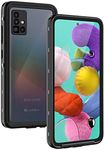 Lanhiem Samsung Galaxy A51 Case, IP68 Waterproof Dustproof Shockproof Case with Built-in Screen Protector, Full Body Sealed Underwater Protective Clear Cover for Galaxy A51 4G (Non 5G Version), Black