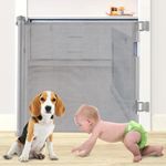 DLux Retractable Baby Gate - 83 x 139 cm Durable Mesh Extra Wide Baby Gate for Your Child, Kid and Pet's Safety - Easy Install Dog Gate for Stairs, Doorways, Hallways, Indoor & Outdoor Walls (Grey)