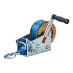 OPENROAD 3500lbs Hand Winch,Boat Trailer Winch Crank with 10m (32ft) Strap Winch,Boat Use Manual Winch Blue Strap Towing Winch (3500lbs)