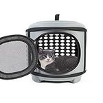 PATTEPOINT Collapsible Cat Carrier Bag, Portable Pet Transport Cat Cage with Large Space, Foldable Pet Travel Kennel for Cats Small Dogs, Dog Carrier Bag with Soft Mat, Breathable Pet Travel Crate Puppy Carrier(Grey)