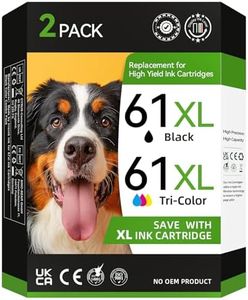 Printer Ink 61XL for HP 61 Ink Cartridge Combo Pack for HP Ink 61 for HP61XL for HP61 fit for Envy 4500 4501 4502 5530 Deskjet 1000 1010 1050 1510 2510 2540 3000 Officejet 2620 4630 Printer (2 Pack)