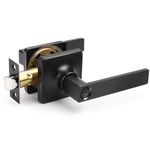 GOBEKOR 1 Pack Interior Privacy Door Handle with Lock Matte Black Door Lever for Bathroom and Bedroom Square Door Handle Indoor Matte Black Reversible Keyless Turn Lock