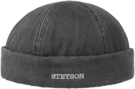 Stetson Old Cotton Winter Docker Cap for Men - Men's Water-Shedding Cap - Lined Cap (Fleece) - Fall/Winter Fisherman's hat Black M (56-57 cm)