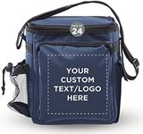 DISCOUNT PROMOS Custom Amalfi Traveler Insulated Lunch Bags Set of 24, Personalized Bulk Pack - Meal Holder, Perfect for Work, Camping and Other Outdoor Events - Navy Blue