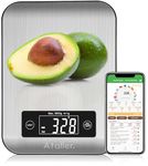 Ataller Smart Food Nutrition Scale, Digital Kitchen Scales with Smart App for Meal Planning, Tracking Calorie Value and Food Nutritional Counting, Resolution 1g, Max 5kg 11Ib, 304 Stainless Steel