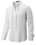 YAOBAOLE Men's Linen Cotton Shirt Hippie Cosplay Gothic Stage Men Shirt White L