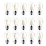 Brightech Ambience PRO Replacement LED Light Bulbs, 2 Watt Vintage LED Edison Bulbs, 3000K Neutral White Dimmable Outdoor String Lights Bulbs, E26 Base - 15 Pack