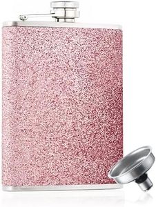 Eiarrnp Glitter Bling Pink Flasks for Liquor for Women - 8oz Stainless Steel Leak Proof Flasks, Hip Flask Set with Funnel, Girls Pocket Flask for Vodka Whisky