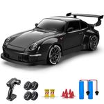 ACAMMZAR RC Drift Car, 1:24 Remote Control Car for Kids, 20KM/H 4WD High Speed RC Cars with LED Lights, Two Batteries, Extra Drifting Tires, Vehicle for Adults Boys Girls, Black