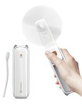 LETSCOL Handheld Mini Fan, 3 in 1 Hand Held Fan, Portable Travel Fan, Small Foldable Pocket Fan, Personal Desk Fan with Power Bank, Flashlight for Adults Women Makeup (White)