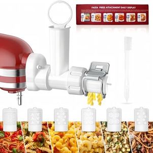 6 IN 1 Gourmet Pasta Maker Attachment for KitchenAid Pasta Attachment, Pasta Press Attachment Set with 6 Different Shapes Pasta Outlet and Cleaning Brush, Homemade Pasta Extruder for Dishwasher Safe