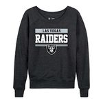 NFL Womens Charcoal Crew Neck Football Apparel, Light Weight Slouchy Raglan Sleeve Crewneck Pullover (Las Vegas Raiders - Black, Womens X-Large)